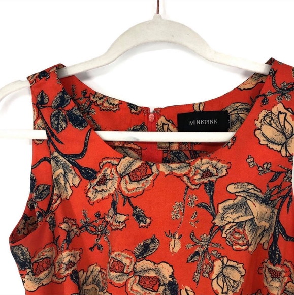 MinkPink Orange Floral Sleeveless Rachel Dress - Picture 4 of 6